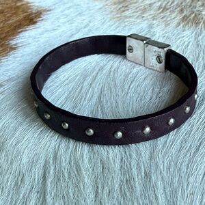 J. Crew Dark Brown Leather Bracelet w/Silver Accents